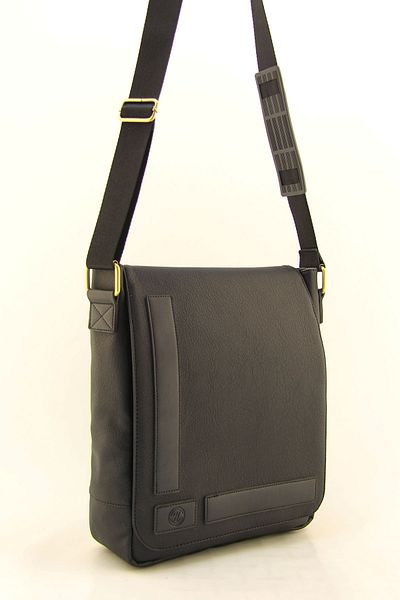 HNB Black Faux Leather Waterproof Laptop Bag - Unisex Business School Document Postman
