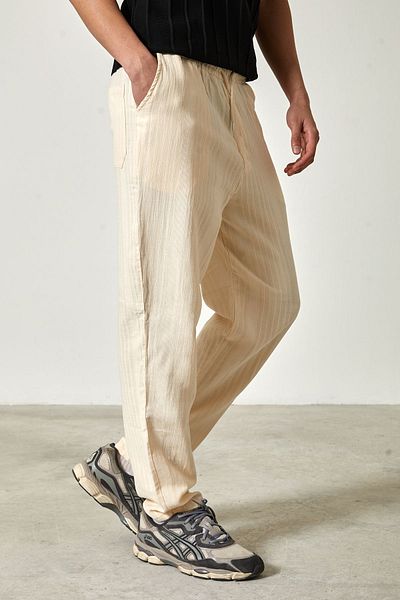FREZZBİ Muslin Linen Fabric Men's Basic Trousers