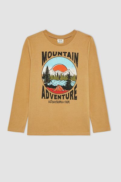 DeFacto Boy's Printed Combed Cotton Pajama Set - Long Sleeve B2368a823wn