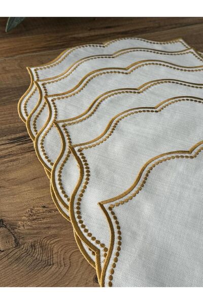 Meri Ev Gereçleri 6-Piece Linen Charger Gold Yellow