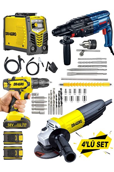 Dragro Alman 4Lü Eko Usta Set Invertör Kaynak Kırıcı Delici Şarjlı Matkap Spiral