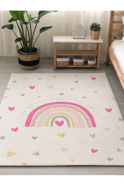 Evmila Gökkuşağı Desen 7mm Kalınlık Yumuşak Dijital Baskılı Halı