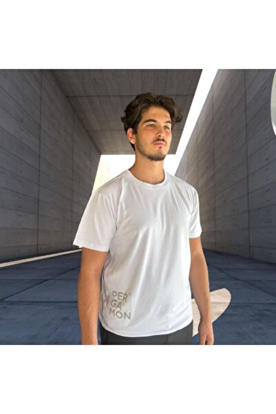 Acropolis Series Beyaz Bisiklet Yaka %100 Pamuk Extra Yumuşak Tuşe T-shirt