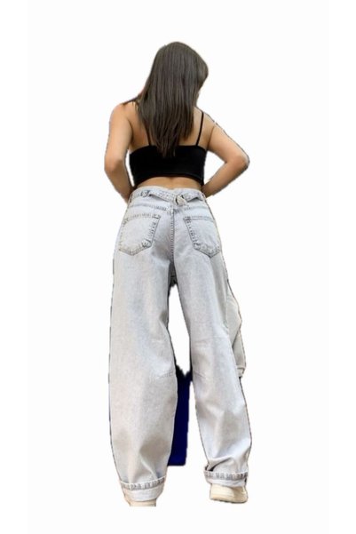 QİSSO Bugiy Women's Light Blue Wide Leg Baggy Jeans