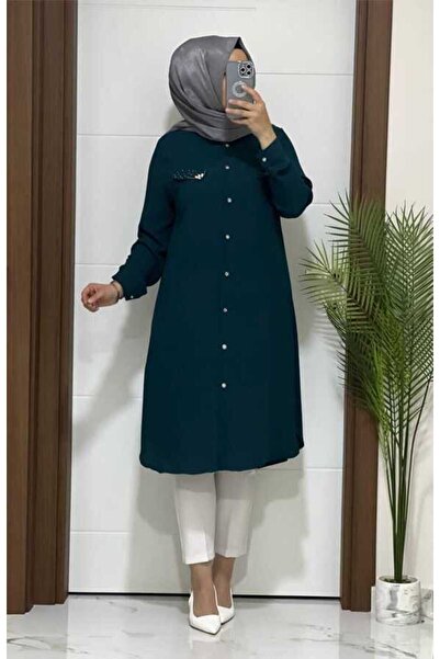 MODA ALMİRA 3125 K60 PETROL YEŞİLİ TAŞ DETAY TUNİK