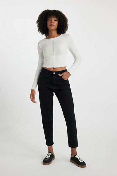 DeFacto Lina Mom Fit, înaltă, confortabilă, ușoară, cu talie îngustă, până la gleznă, pantaloni de jeans B2770ax23wn