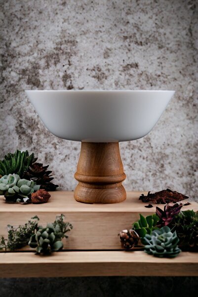 Violenza Home Stella 23 Cm Wooden Standing Pit Presentation Plate - Fruit and Dessert Presentation, Snack Bowl and Bowl