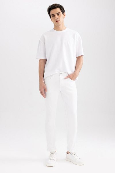 DeFacto Carlo Skinny Fit Extra Narrow Fit Regular Waist Extra Narrow Leg White Jean Pants A7650ax23sm