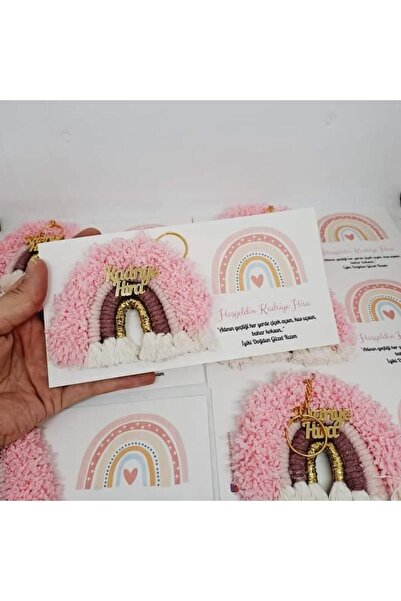 Almisu Makrome Gökkuşağı Anahtarlık veya Magnet Pleksi İsimli, Kartlı 20 adet