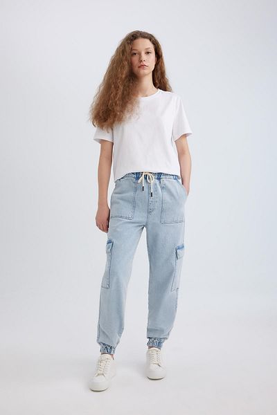 DeFacto Cargo Jogger High Waist Knöchellange Jeans Verwaschene Hose C1416AX24SM