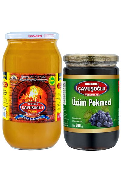 Bozkırlı Çavuşoğlu Wood Fire Bran-Free Steppe Tahini 930g Grape Molasses 800g