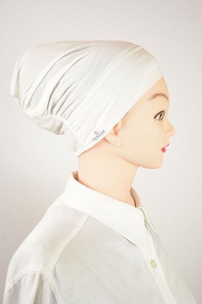 Tergek Interlocking Seamless Lycra Bonnet Ecru Cotton Combed Women's Hijab Headscarf Scarf Turban Inner Cap