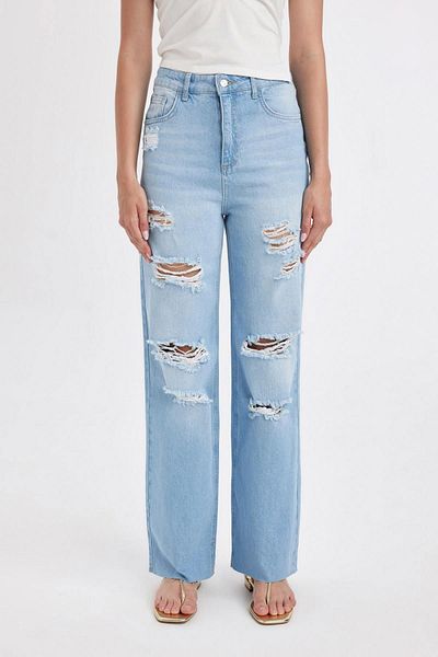 DeFacto High Waist 90er Weites Bein - Zerrissene Jeanshose C8609ax24hs