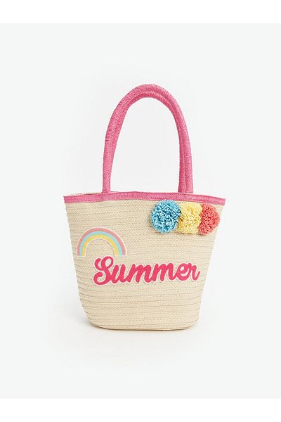LC Waikiki LCW ACCESSORIES - Ψάθινη τσάντα παραλίας για κορίτσια