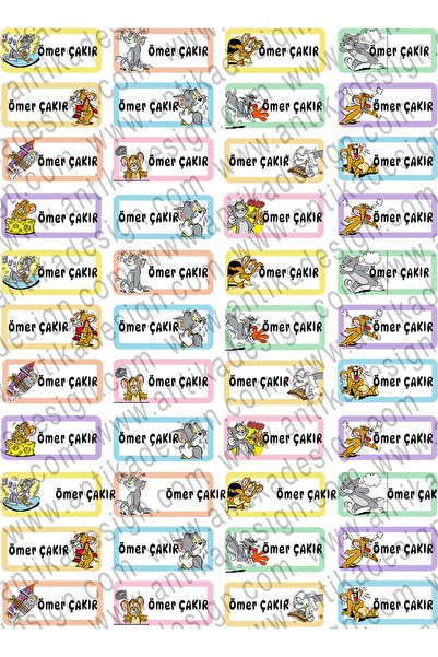 Kişiye Özel Tom And Jerry Okul Etiketi Suya Dayanıklı Yırtılmaz Isim Yazılabilen Sticker 44adet