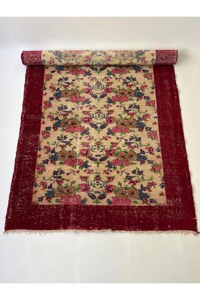 DesignEv 119 x 218 cm Bej Renkli Antik Küçük Boy El Dokuma Uşak Yolluk