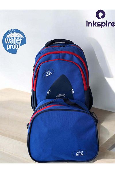 inkspire Set de 2 - Geanta pentru scoala primara, nutritie, 3 compartimente, impermeabila, suport ortopedic pentru spate complet captusita