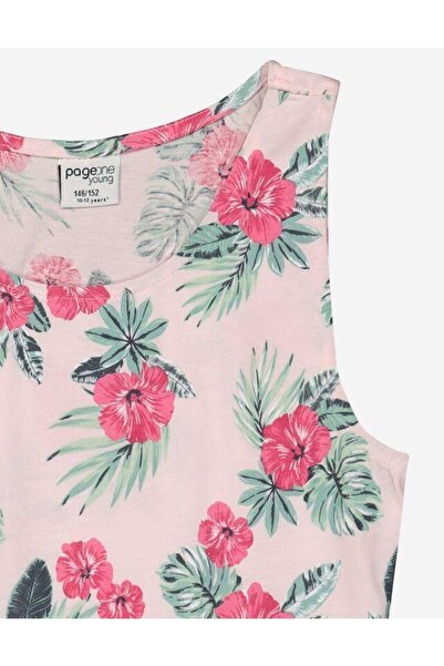 Pink Hippo Kids Καλοκαιρινό φόρεμα για κορίτσια από βαμβακερό χτενισμένο αμάνικο σχέδιο με λουλούδια