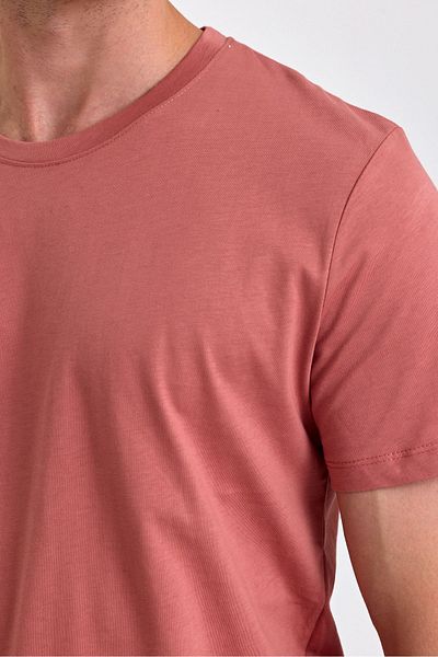 COMBİNE MİCHAİL Tricou de bază slim cu decolteu pentru bărbați - 100% bumbac PUDRĂ