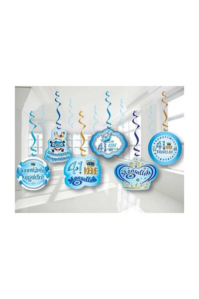 Deniz Party Store 6 Name Double Sided Welcome to Our Circumcision Written Ceiling Pendant Ornament
