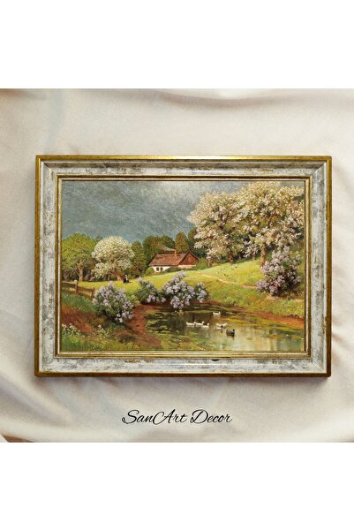 Sanart Vintage Painting with Frame, Oil Painting, Framed Painting, Artistic Decor, Landscape Painting