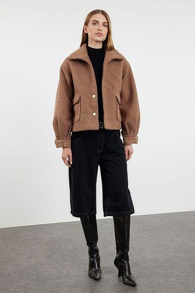 Trendyol Collection Палто от букле от норка - стандартна кройка Twoaw25Mo00055