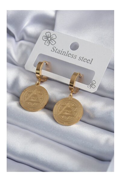 Clariss أقراط نسائية مطرزة باللون الذهبي الخماسي 316l