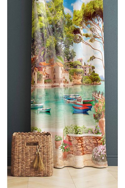 3D ELSE HALI Digital Printed Seaside Scenery Patterned Bedroom Living Room Kitchen Background Curtain