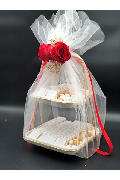 Masalsı Concept Tüllü iki Katlı Sunumluk Stand 80 Adet Süslemeli Kız Isteme Ç...