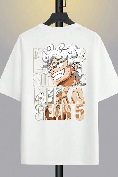 Massgai Βαμβακερό μπλουζάκι One Piece Monkey Nika Gear Unisex Anime Printed O...