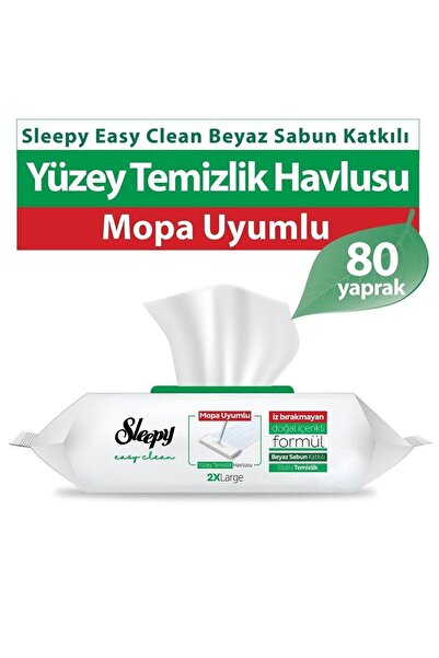 Sleepy Easy Clean Beyaz Sabun Katkılı Mopa Uyumlu Yüzey Temizlik Havlusu 80 Y...