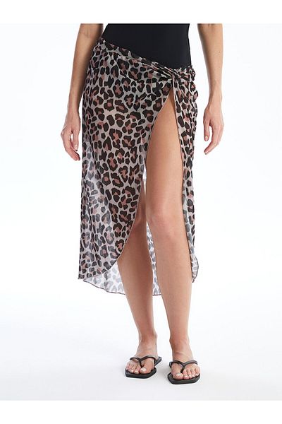 LC Waikiki Dámské pareo s leopardím vzorem - elastický pas