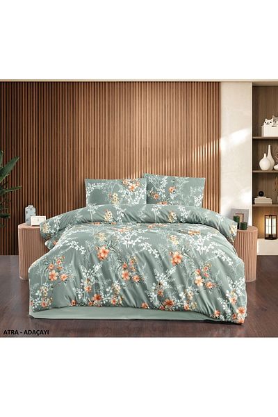 Kristal By Taç Double Terry Cotton Atra Sage Bedding Set
