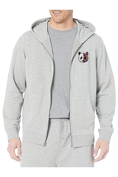 LAND MODA Hanorac cu glugă și fermoar cu imprimeu panda