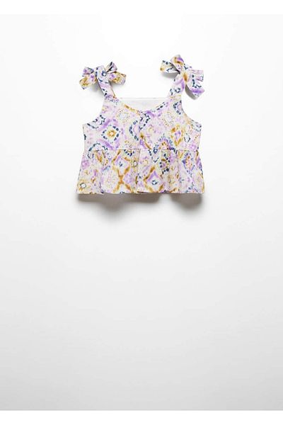MANGO Kids Gemusterte Bluse mit Bindedetail