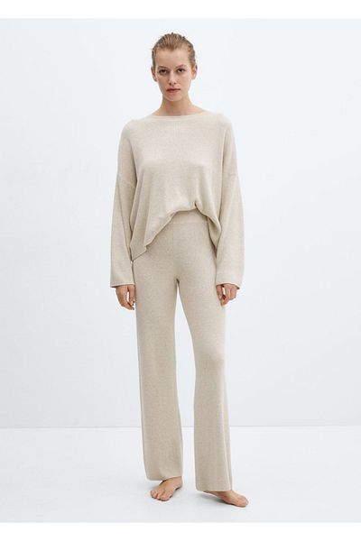MANGO Woman Pulover din tricotaje cu guler rotund din bumbac in