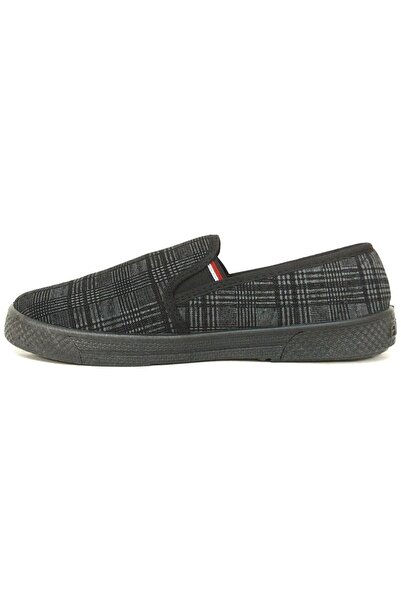 Sportlife Men's Black Linen Shoes Summer Plaid