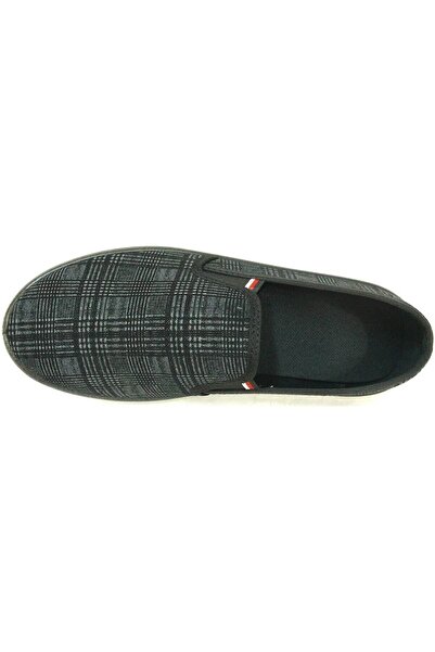 Sportlife Men's Black Linen Shoes Summer Plaid
