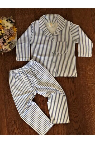 BEKA Erkek Çocuk 4-5-6 Yaş Önden Düğmeli Çizgili Pijama