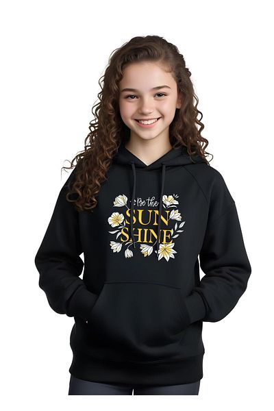 FYK COLLECTİON Girl's Kangaroo Pocketed Sweatshirt with Hood Detail