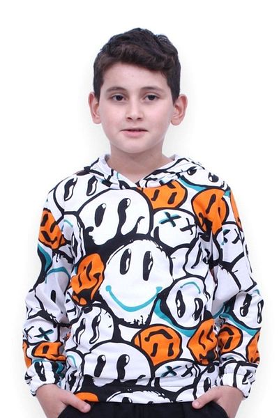 FYK COLLECTİON Hanorac pentru băieți - Colecția Fyk, Față zâmbitoare, Mânecă lungă, 2 fire