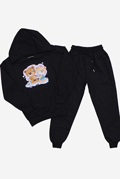 FYK COLLECTİON Set de trening pentru fete - cu glugă și imprimeu