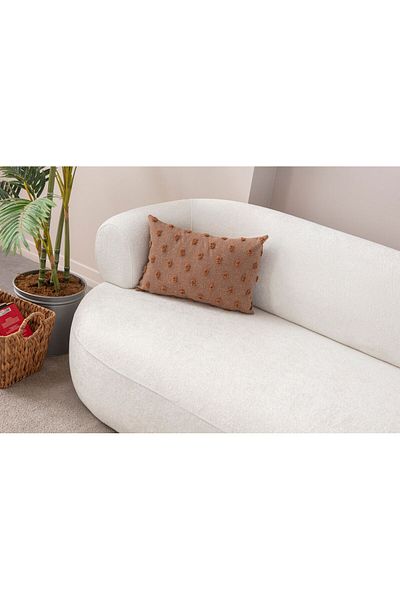 BUGİ HOME COLLECTİON Декоративна калъфка за възглавница от ленен плат на точки 35X50