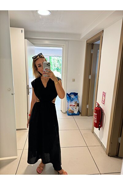 Butik Siyah bel dekolteli elbise