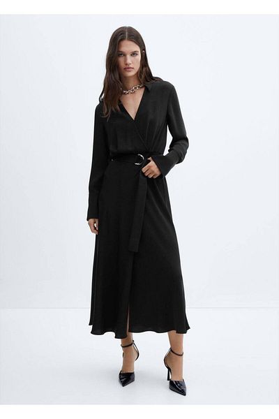 MANGO Woman Buttoned draped dress