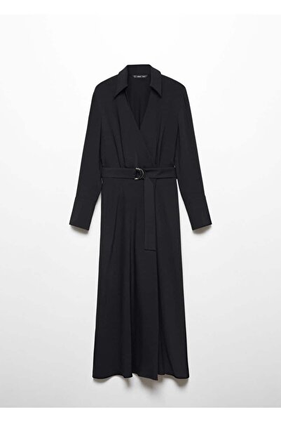 MANGO Woman Düğmeli dökümlü elbise