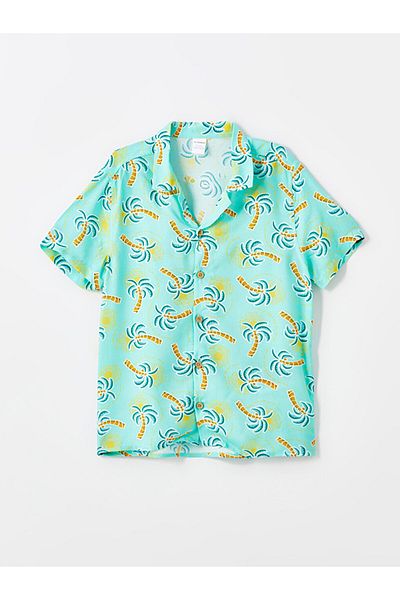 LC Waikiki Lcw Collar Short Sleeve Printed Baby Boy Shirt and Shorts Set of 2