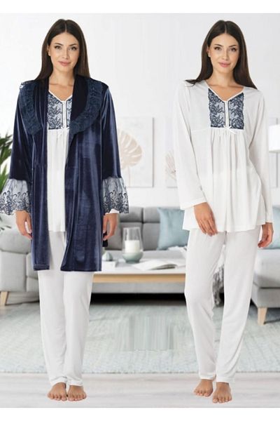by İGP EFFortt Smoked velvet Maternity and Maternity Pajamas and Dressing Gown Set