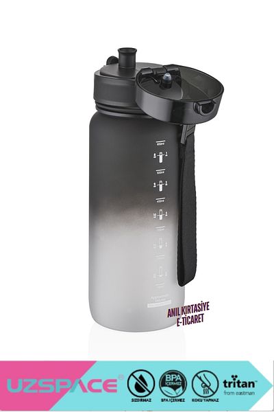 Uzspace 650ml Motivational Tritan Flask - Double Color, Leak-Proof, BPA Free and Lockable Lid