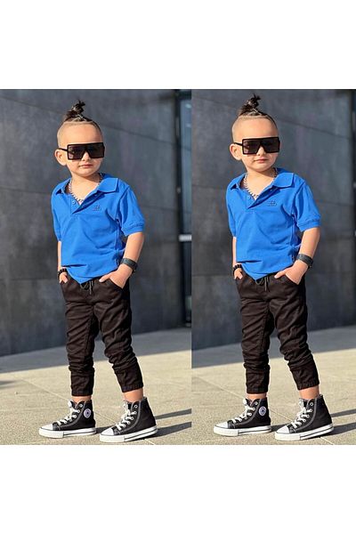 Byasaf Kids Set combinat cu picior elastic pentru guler polo Byasafkids